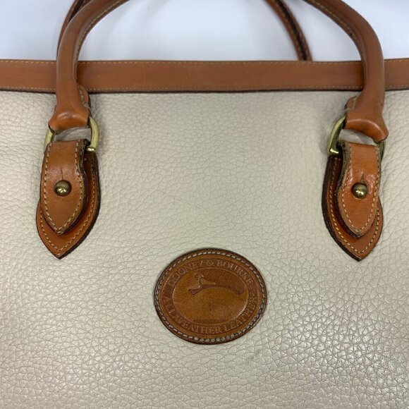 Vintage Dooney & Bourke AWL Shoulder Satchel Zipper Top Case Bone/British Tan - Picture 12 of 16